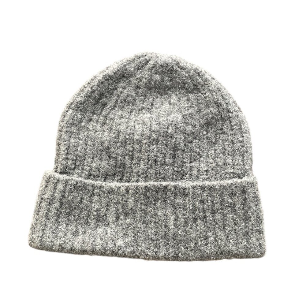 Banana Republic Grey Merino Wool/Alpaca/Nylon/Spandex Blend Ribbed Beanie Hat